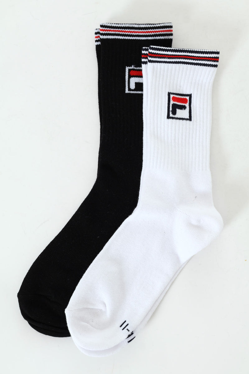 2 Pack Cullen Tube Socks - White/Black