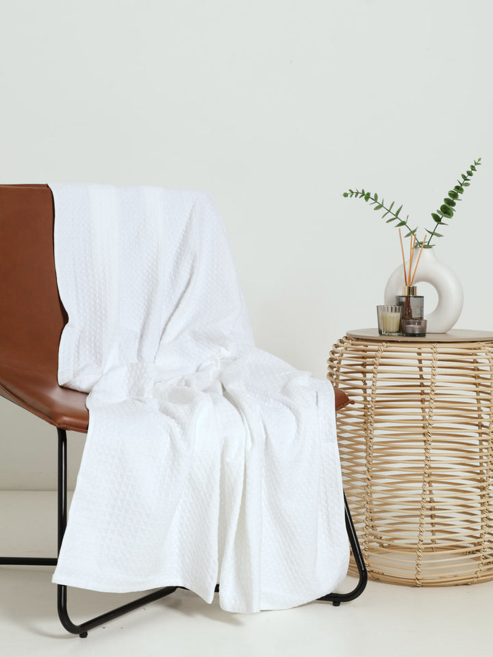 Waffle Cotton Throw 110X170cm - White