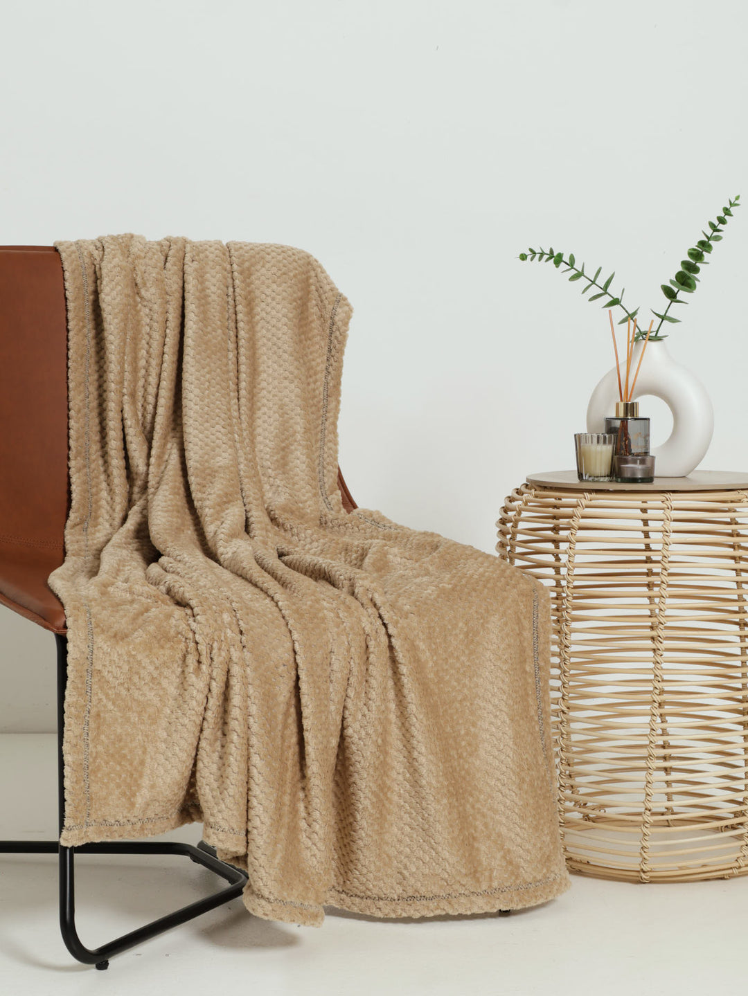 Popcorn Flannel Blanket 125X152cm  - Stone