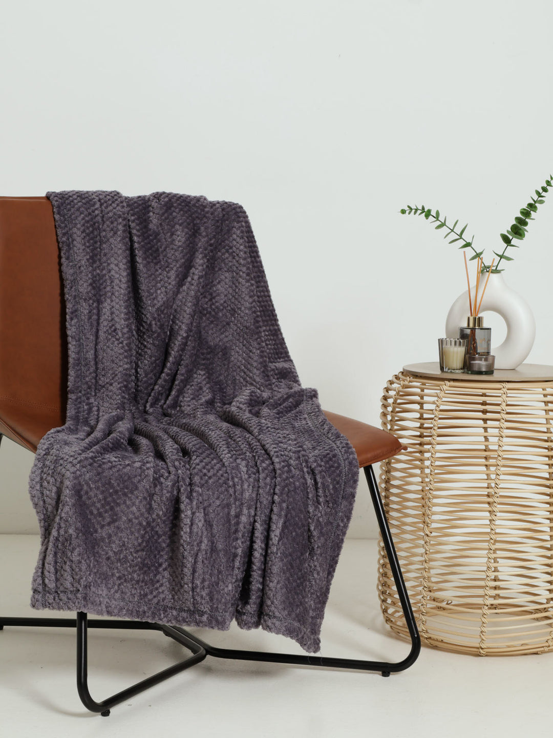 Popcorn Flannel Blanket 125X152cm  - Charcoal