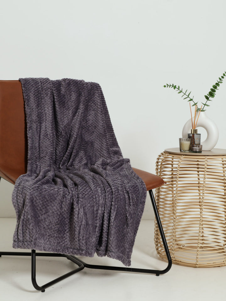 Popcorn Flannel Blanket 125X152cm  - Charcoal
