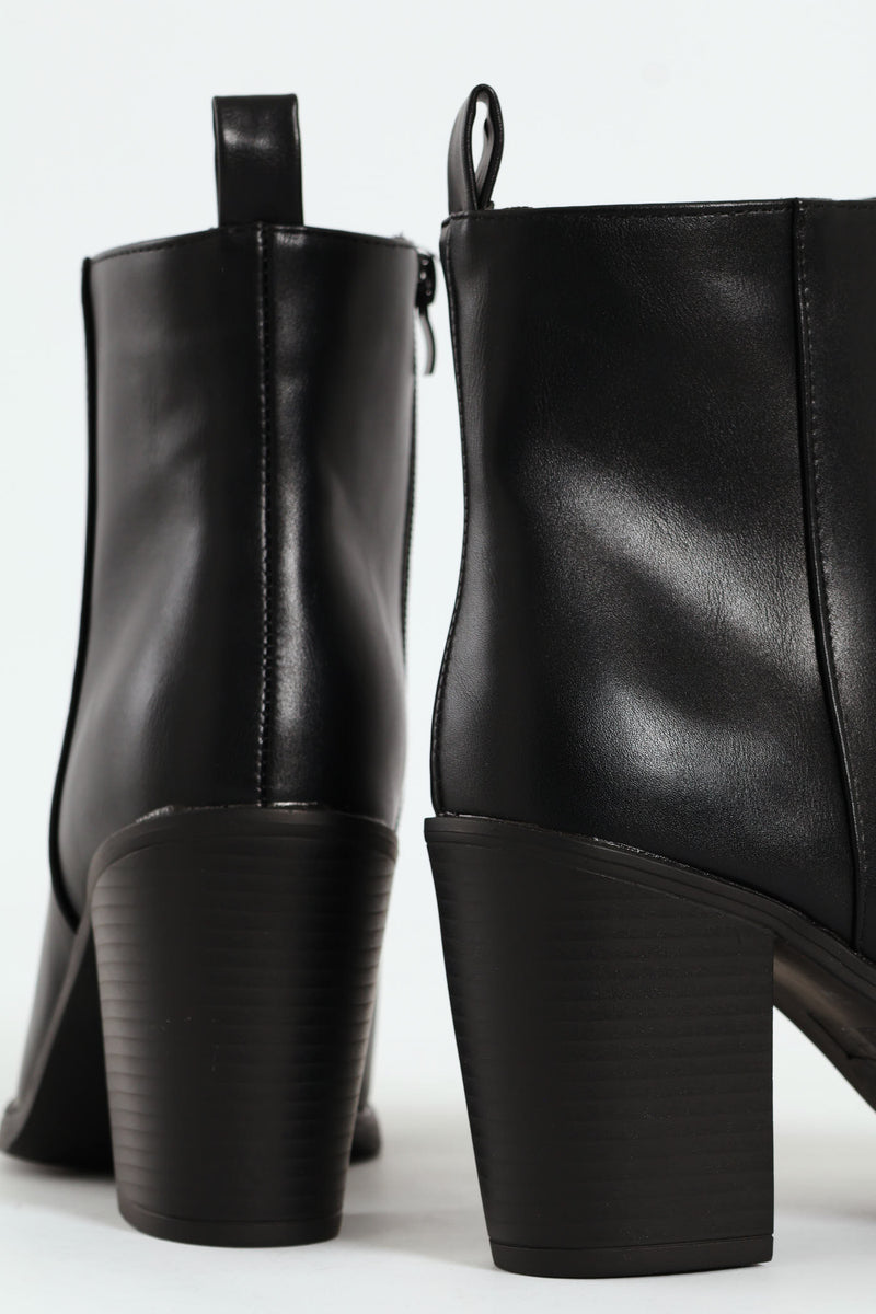 Smart Heeled Side Zip Chelsea Boot - Black