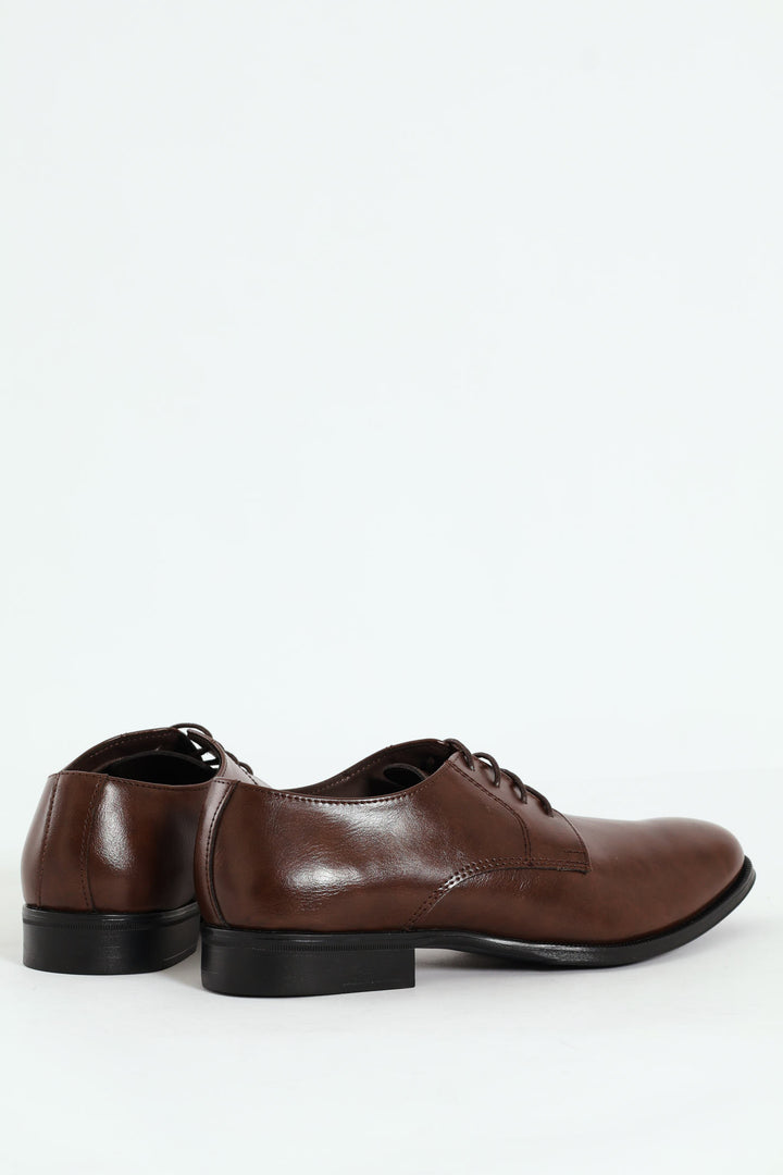 Round Toe Lace Up Formal Shoe - Chocolate