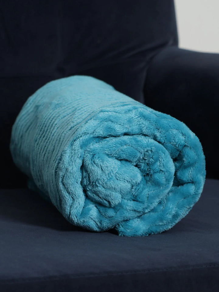 Zig Zag Flannel Blanket 125X152cm  - Aqua