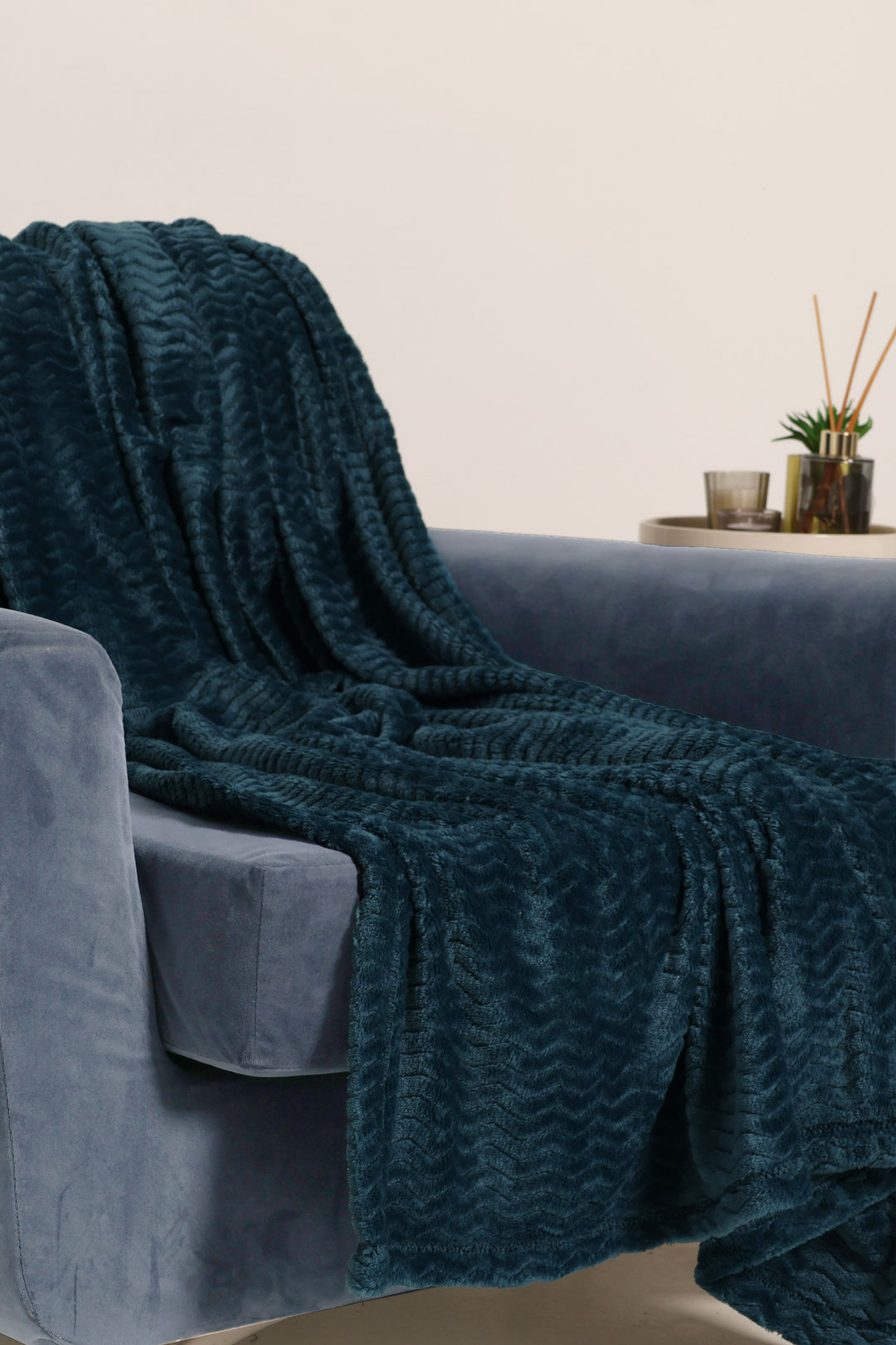 Zig Zag Flannel Blanket 125X152cm  - Teal