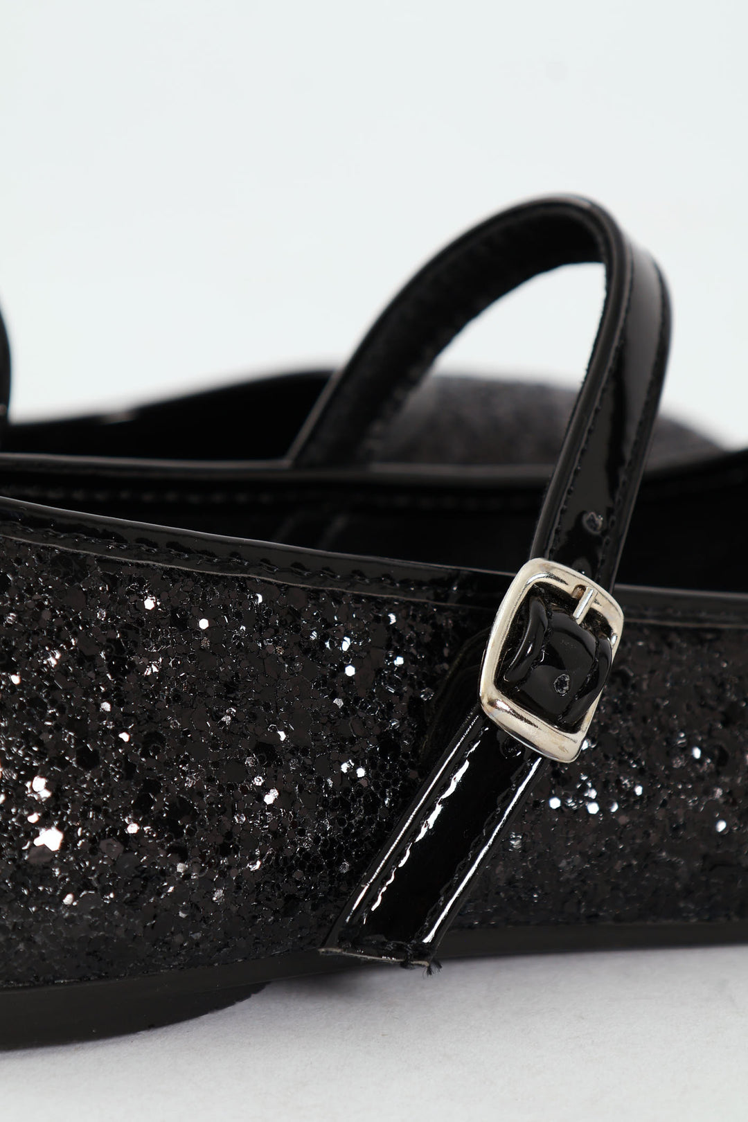 Girls Glitter Pump - Black