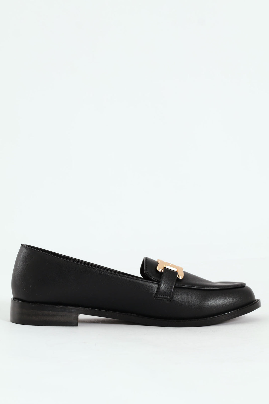 Loafer With Chain Metal Trim - Black