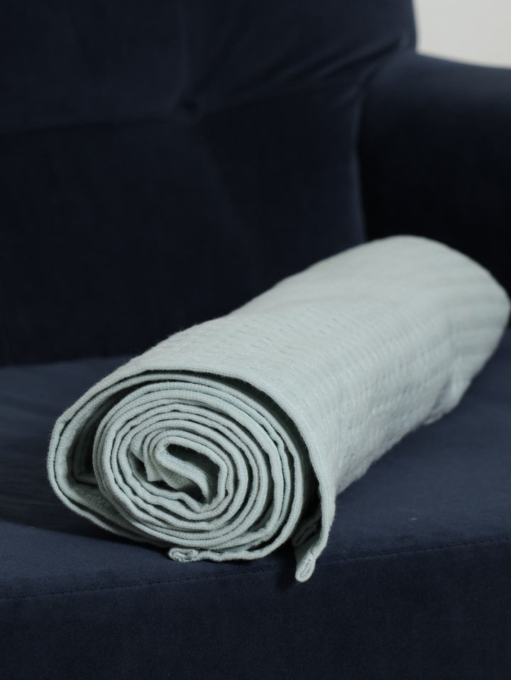 Waffle Cotton Throw 110X170cm - Duck Egg