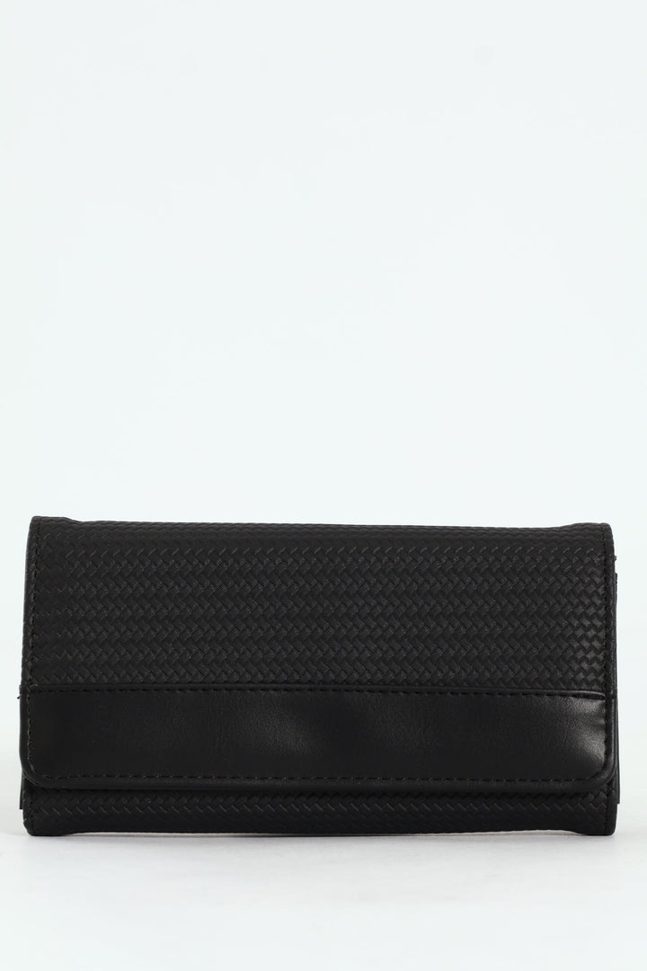 Textured Bifold Purse - Black