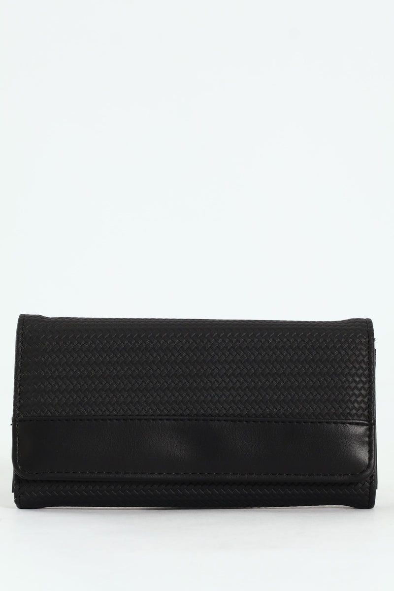 Textured Bifold Purse - Black