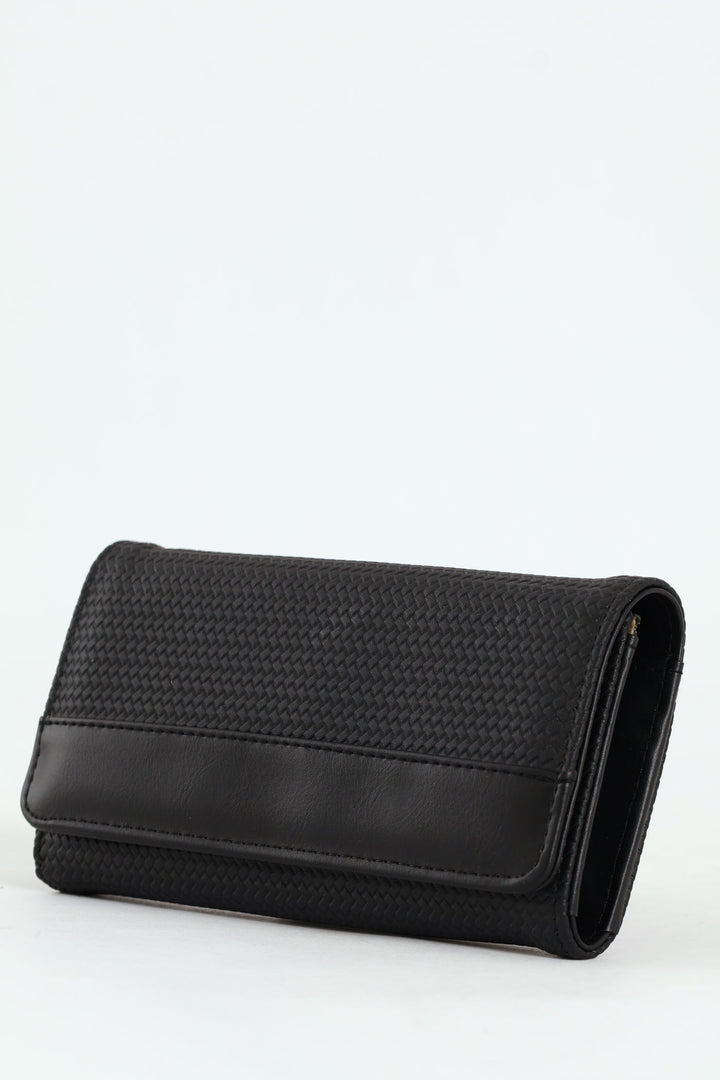 Textured Bifold Purse - Black