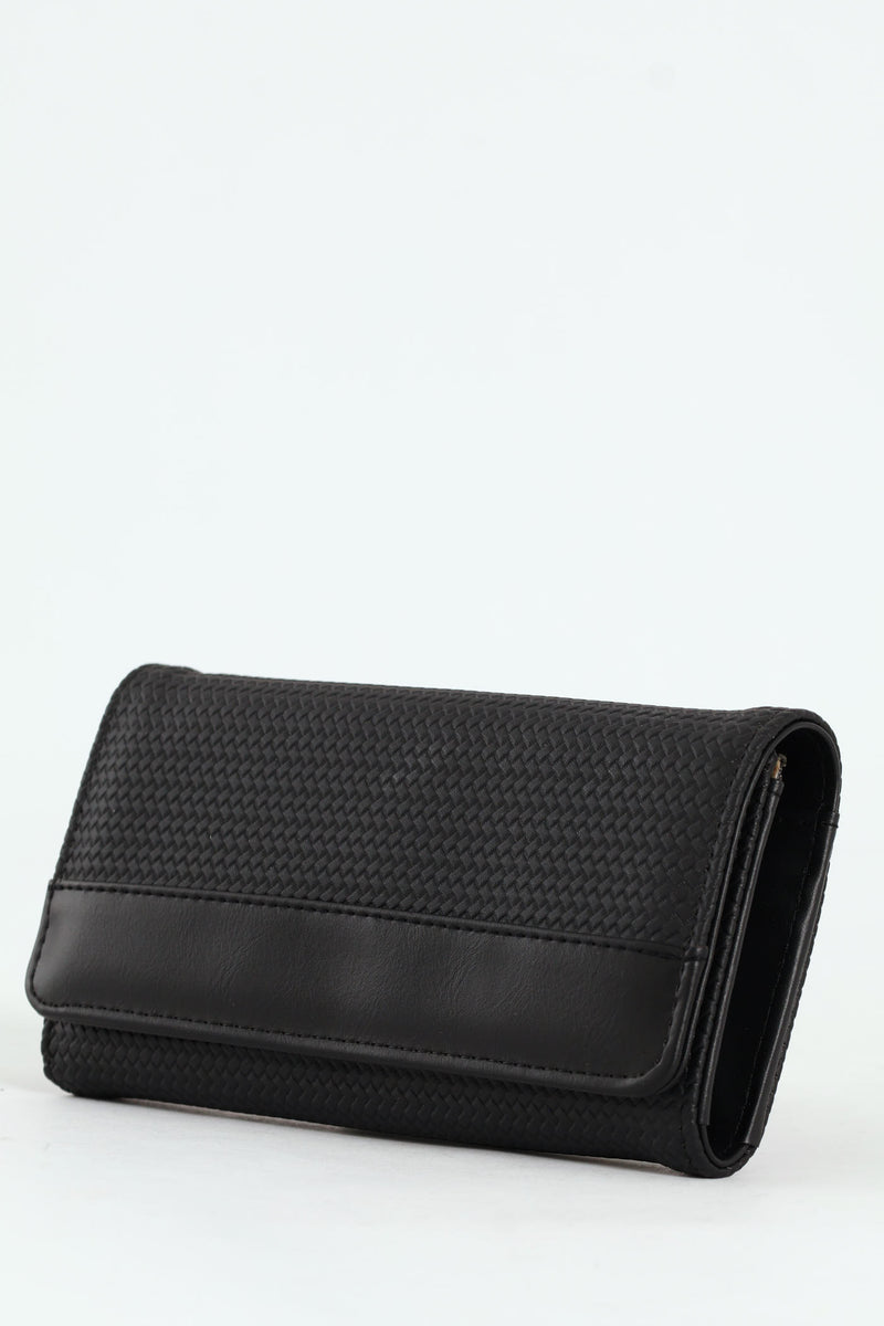 Textured Bifold Purse - Black