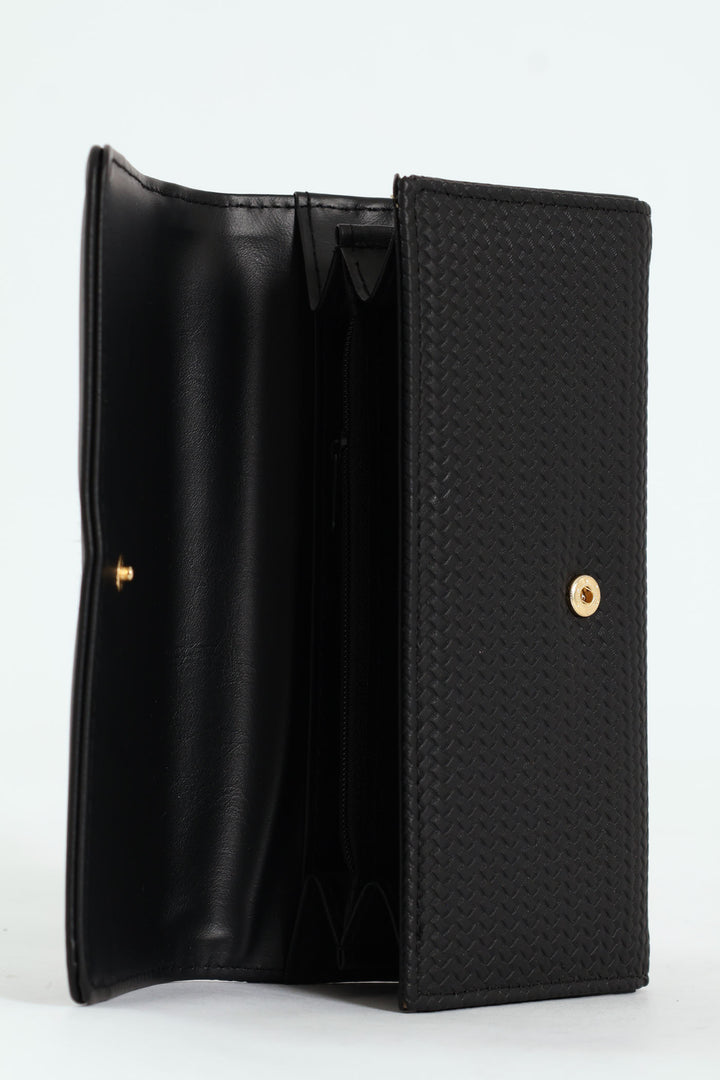 Textured Bifold Purse - Black