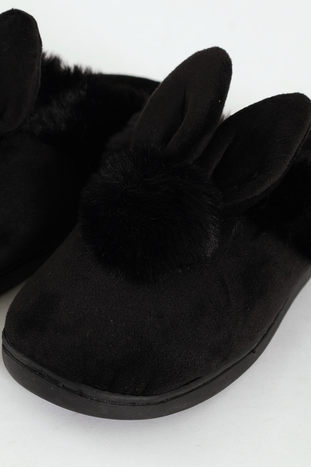 Bunny Fur Slipper - Black
