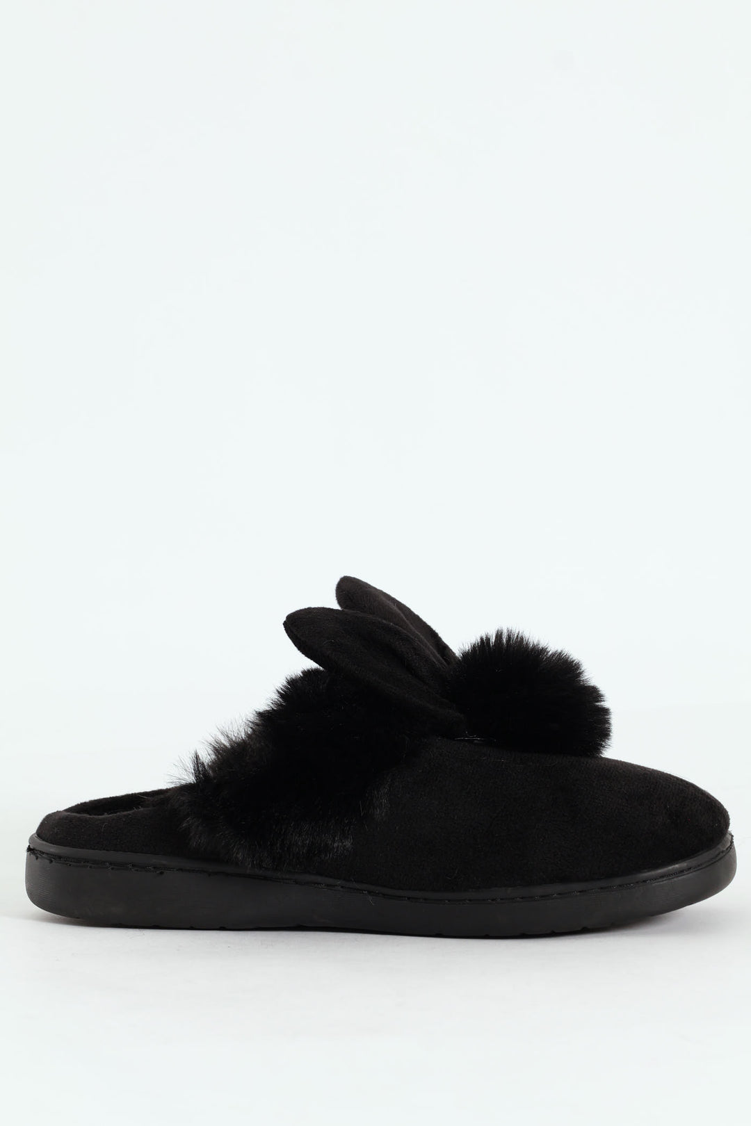 Bunny Fur Slipper - Black