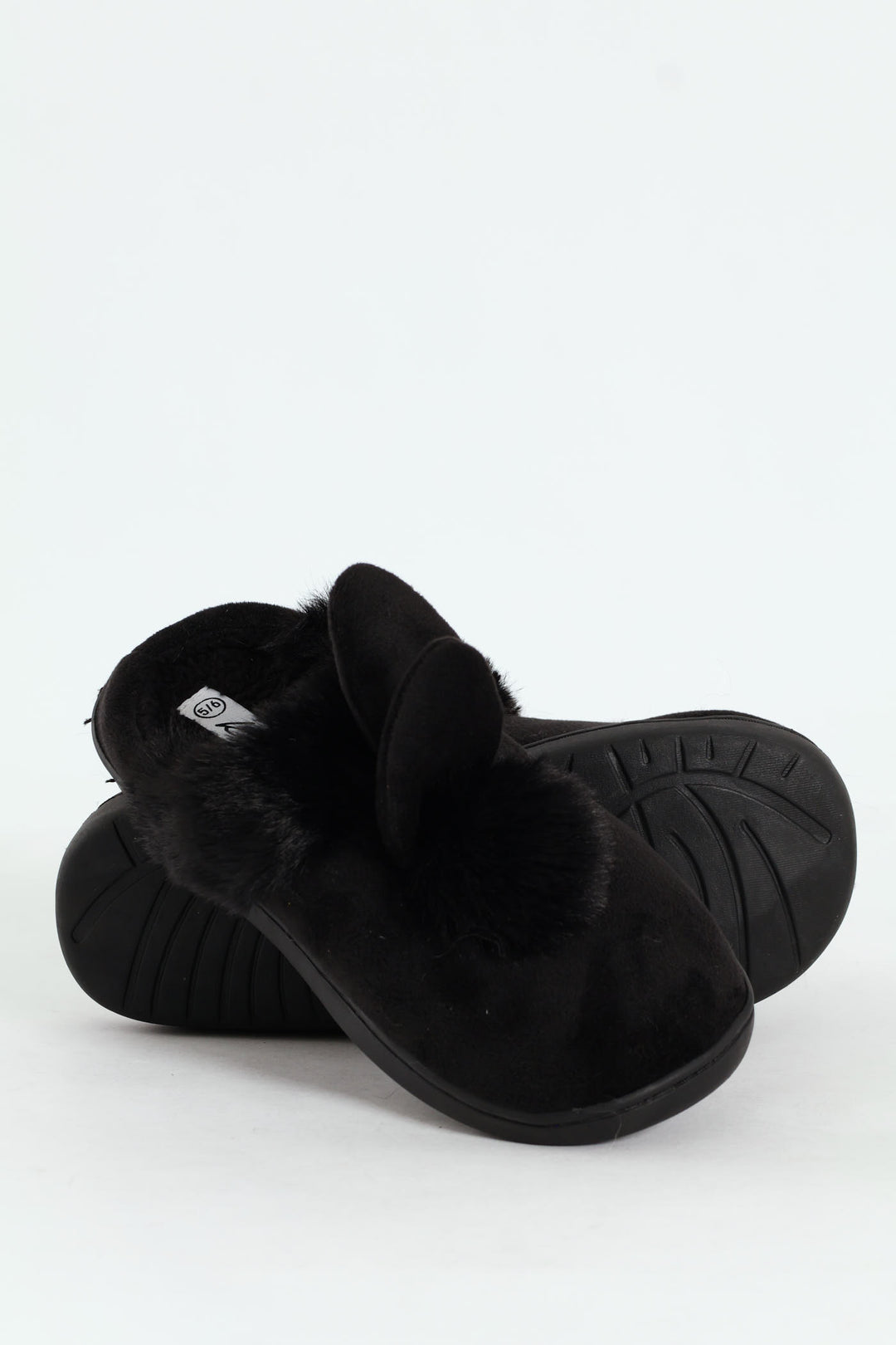 Bunny Fur Slipper - Black