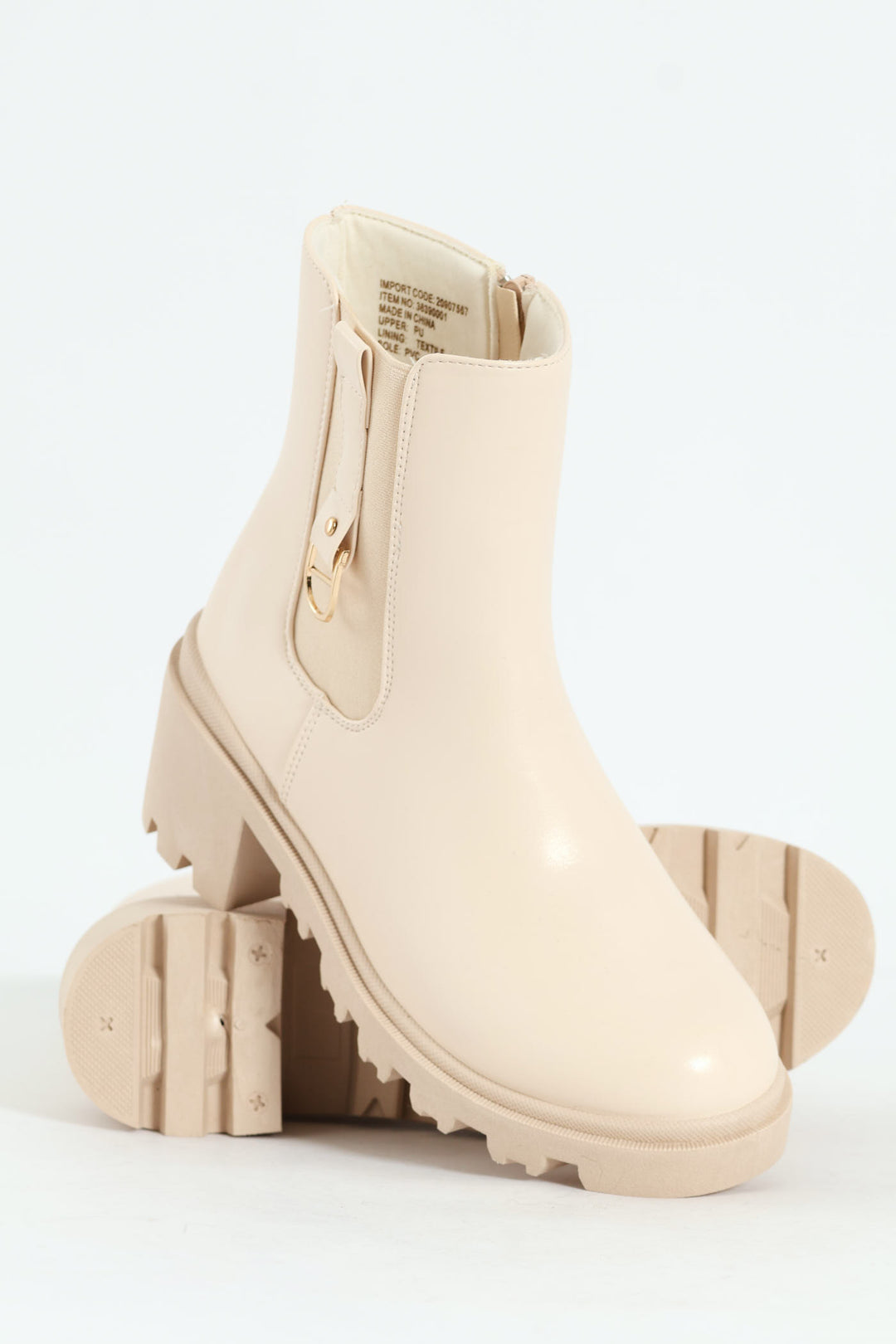 Plain Trim Chunky Heeled Chelsea Boot - Stone