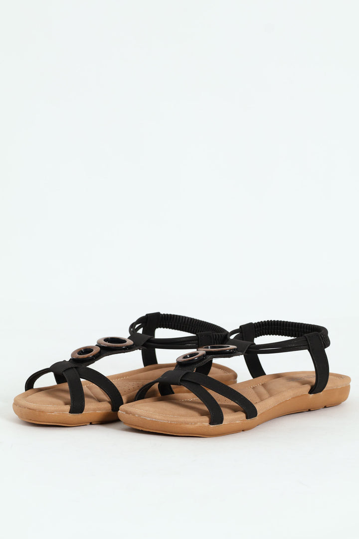 Crayda Embellished T-Strap Ankle Strap Sandal - Black