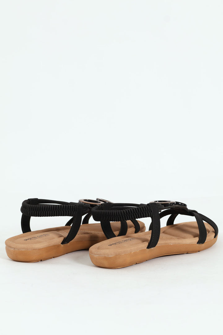 Crayda Embellished T-Strap Ankle Strap Sandal - Black