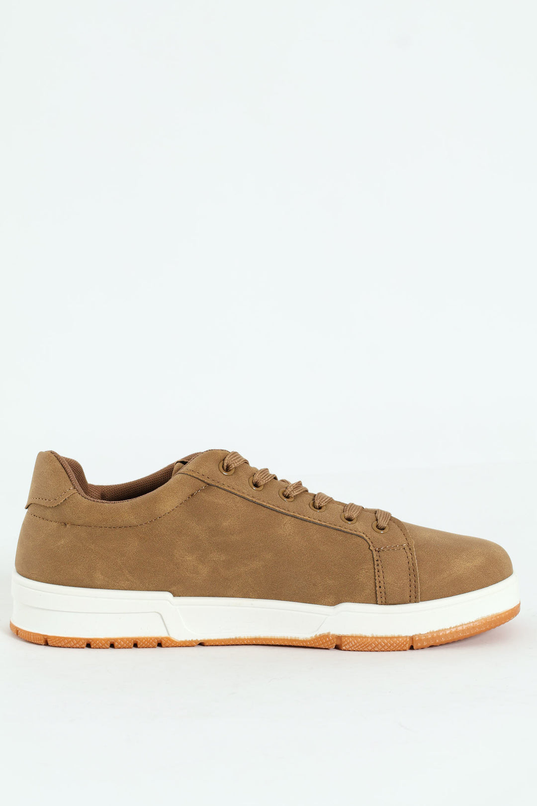 Lace Up Sneaker With Side Stripe - Taupe