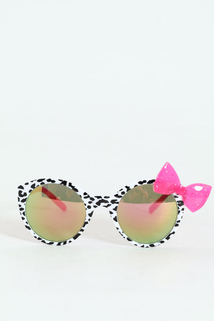 Pre-Girls Cateye Spots Gold Glitter Sunnies - White
