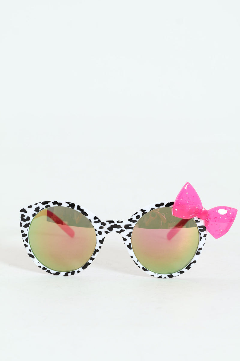 Pre-Girls Cateye Spots Gold Glitter Sunnies - White