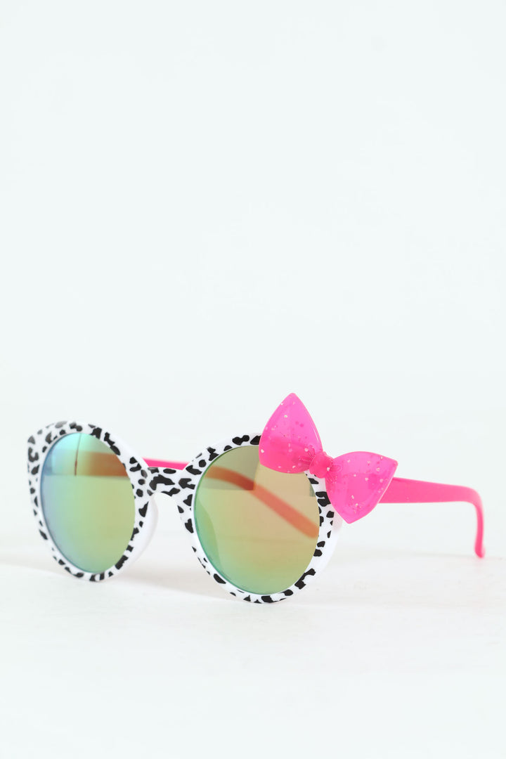 Pre-Girls Cateye Spots Gold Glitter Sunnies - White
