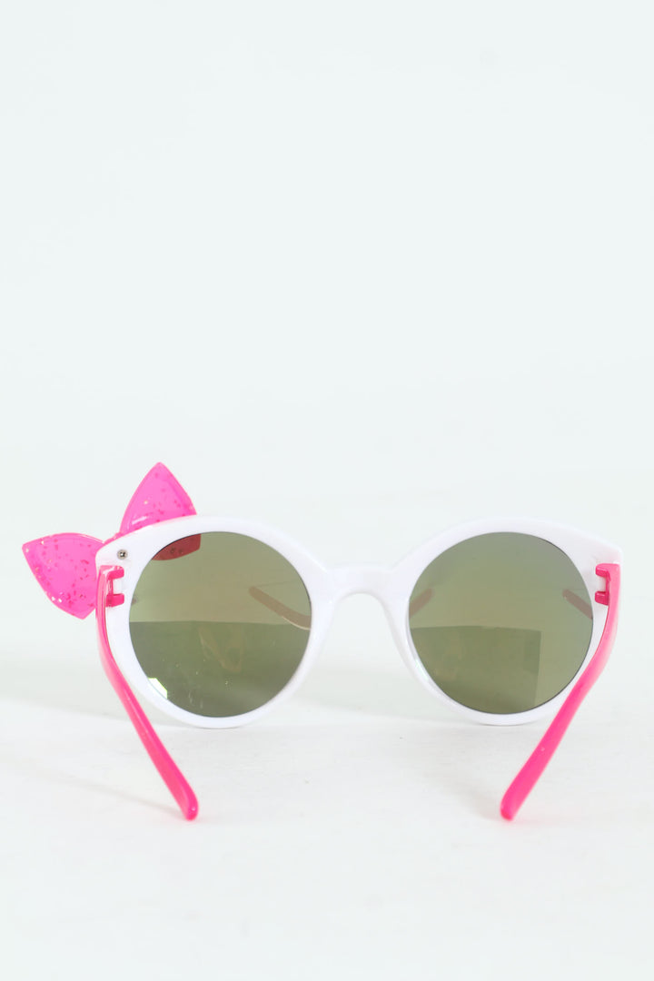 Pre-Girls Cateye Spots Gold Glitter Sunnies - White