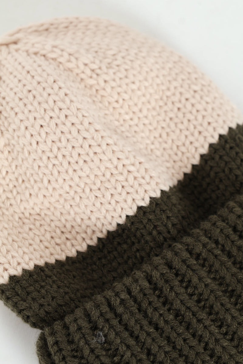 Boys 2 Tone Beanie - Olive