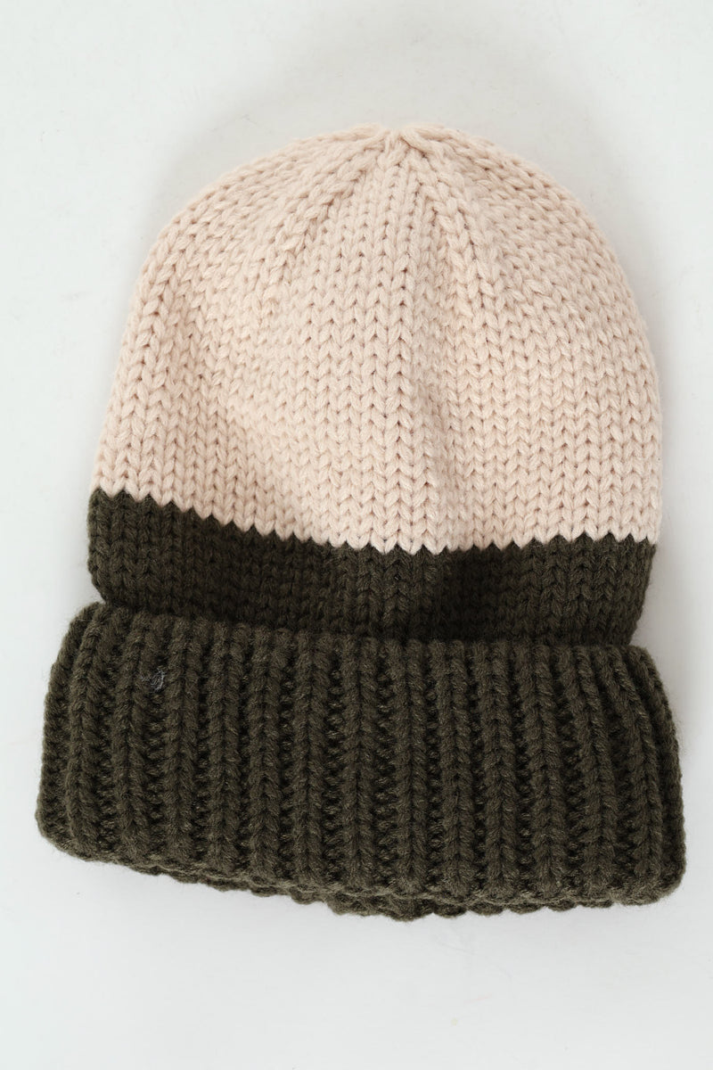 Boys 2 Tone Beanie - Olive