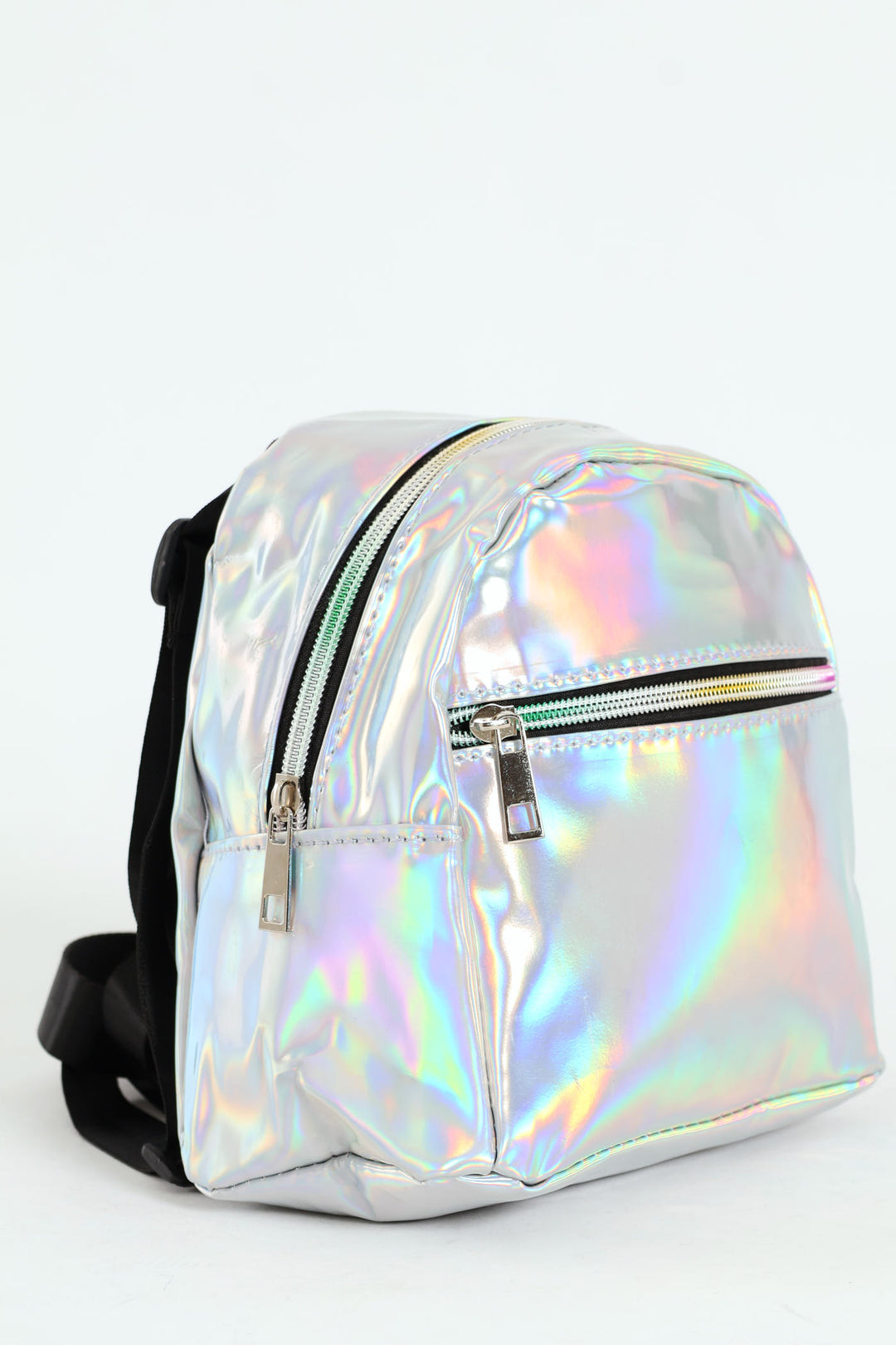 Girls Mini Metallic Backpack - Silver