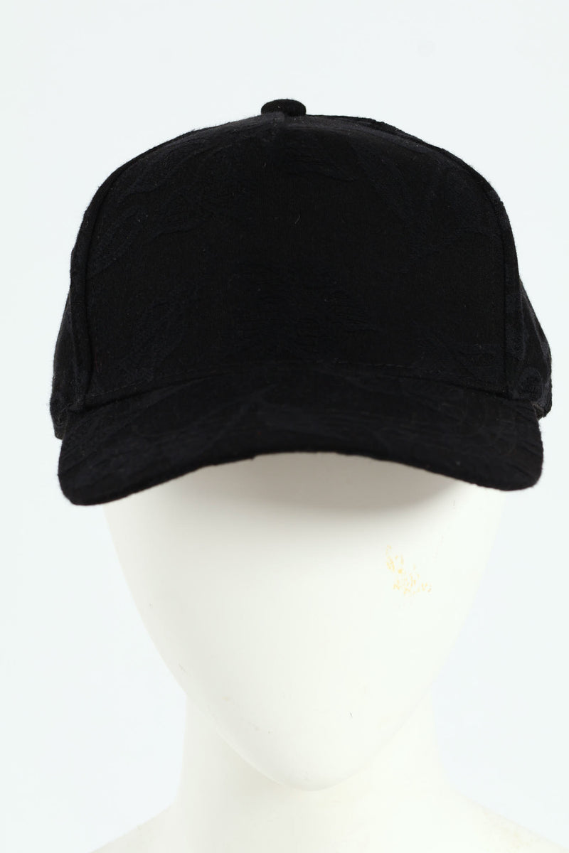 Floral Jaquard Peak Cap - Black