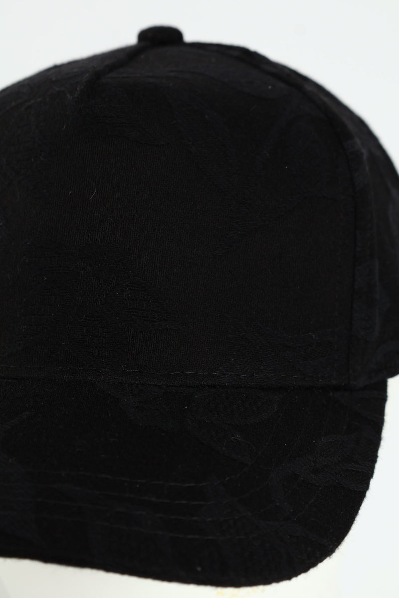Floral Jaquard Peak Cap - Black