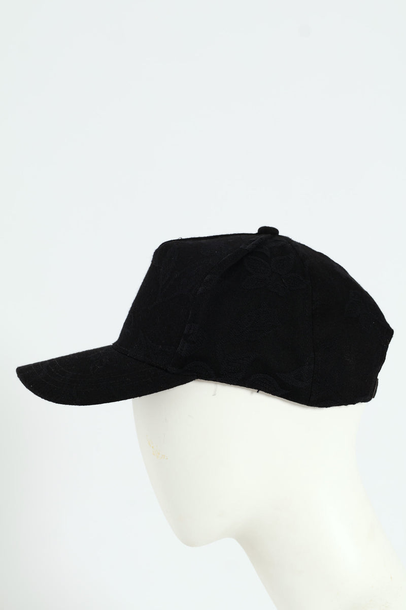 Floral Jaquard Peak Cap - Black