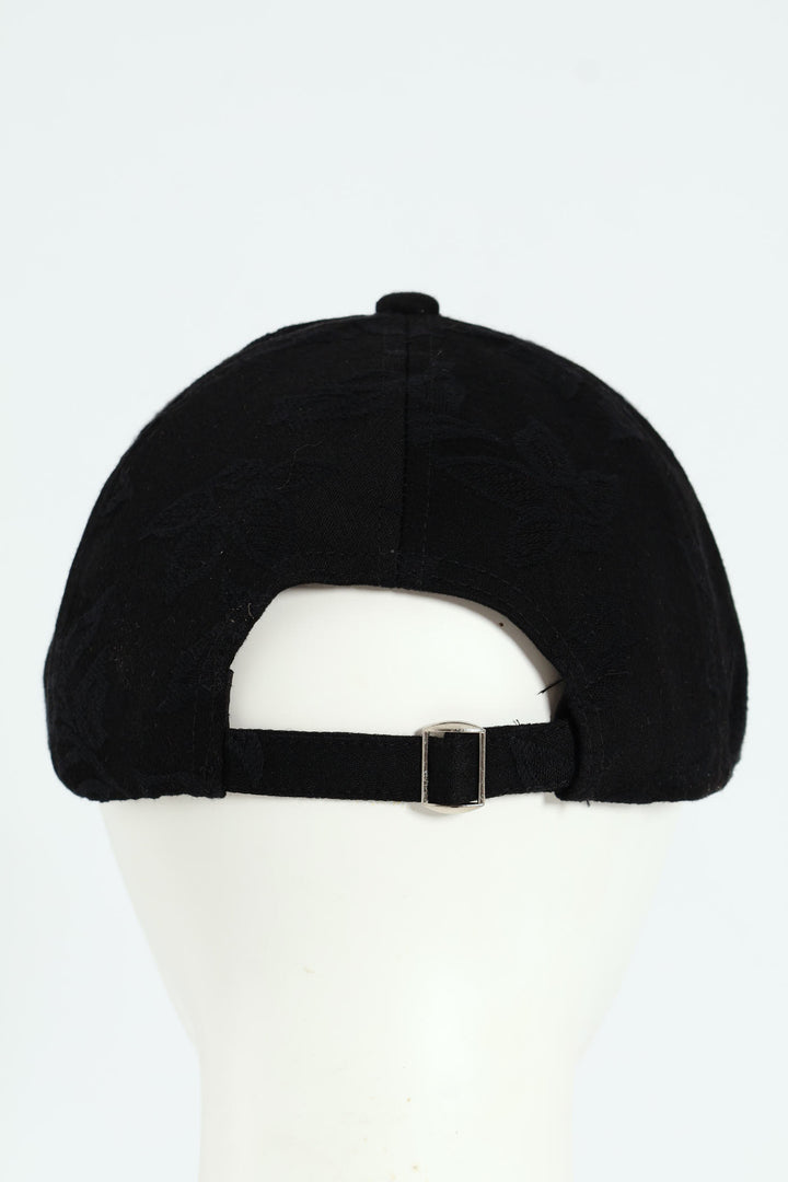Floral Jaquard Peak Cap - Black