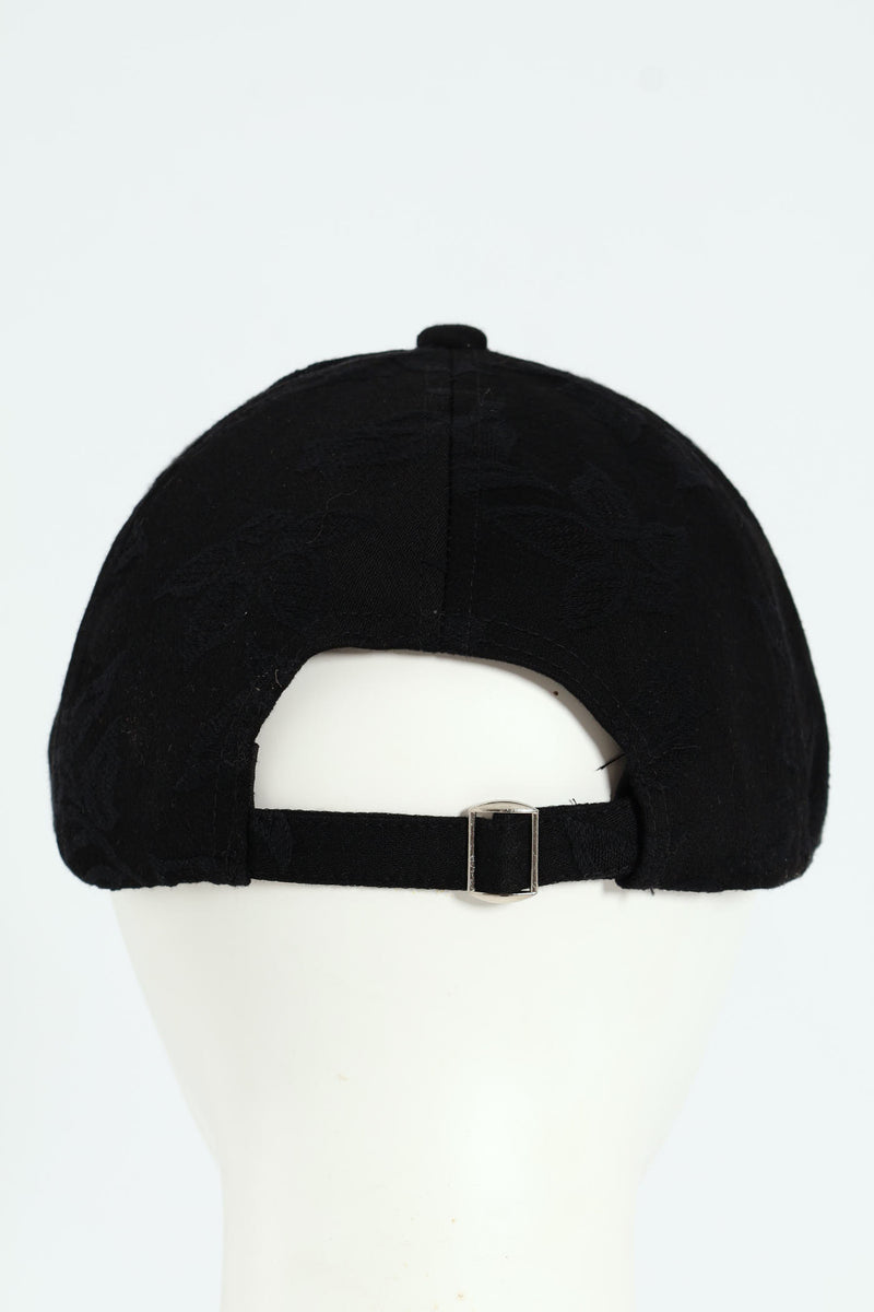Floral Jaquard Peak Cap - Black