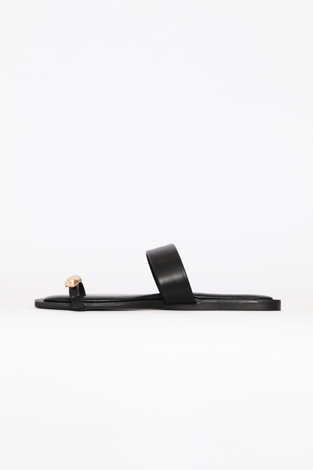 Shell Trim Toe Post Sandal - Black