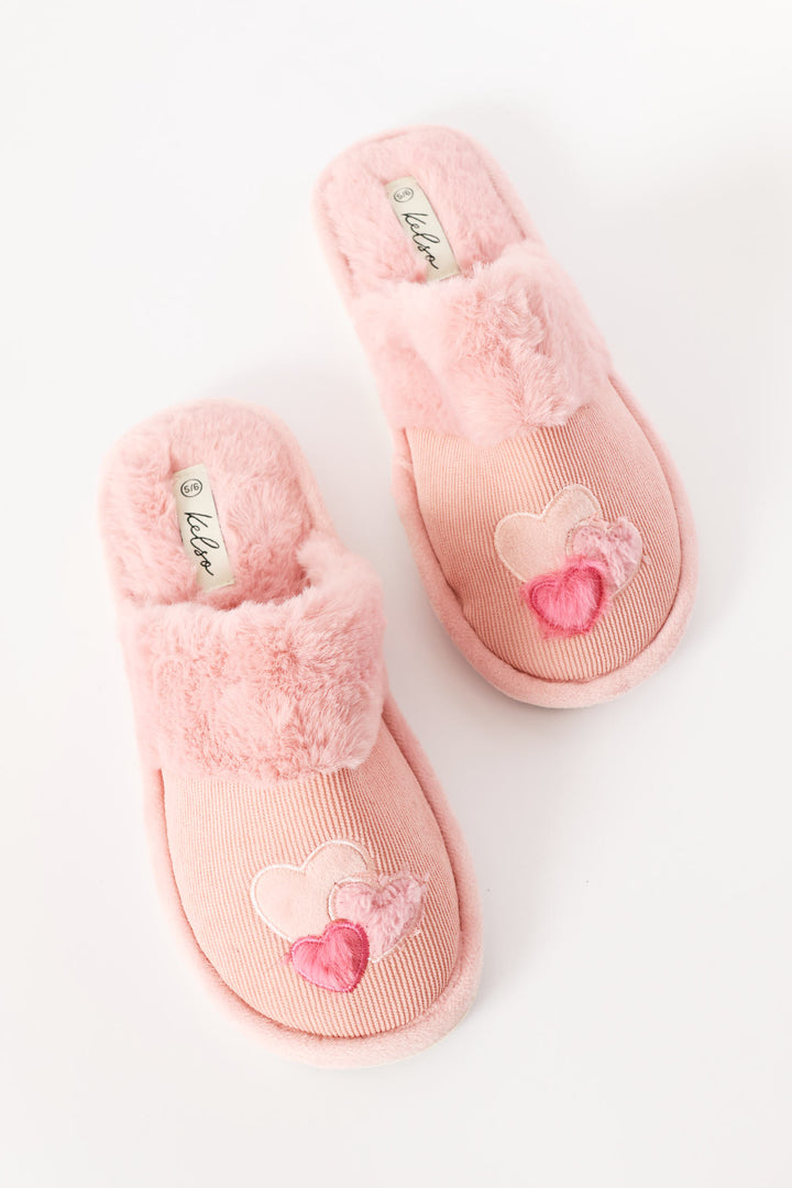 Applique Detail Cordoroy Slipper - Pink