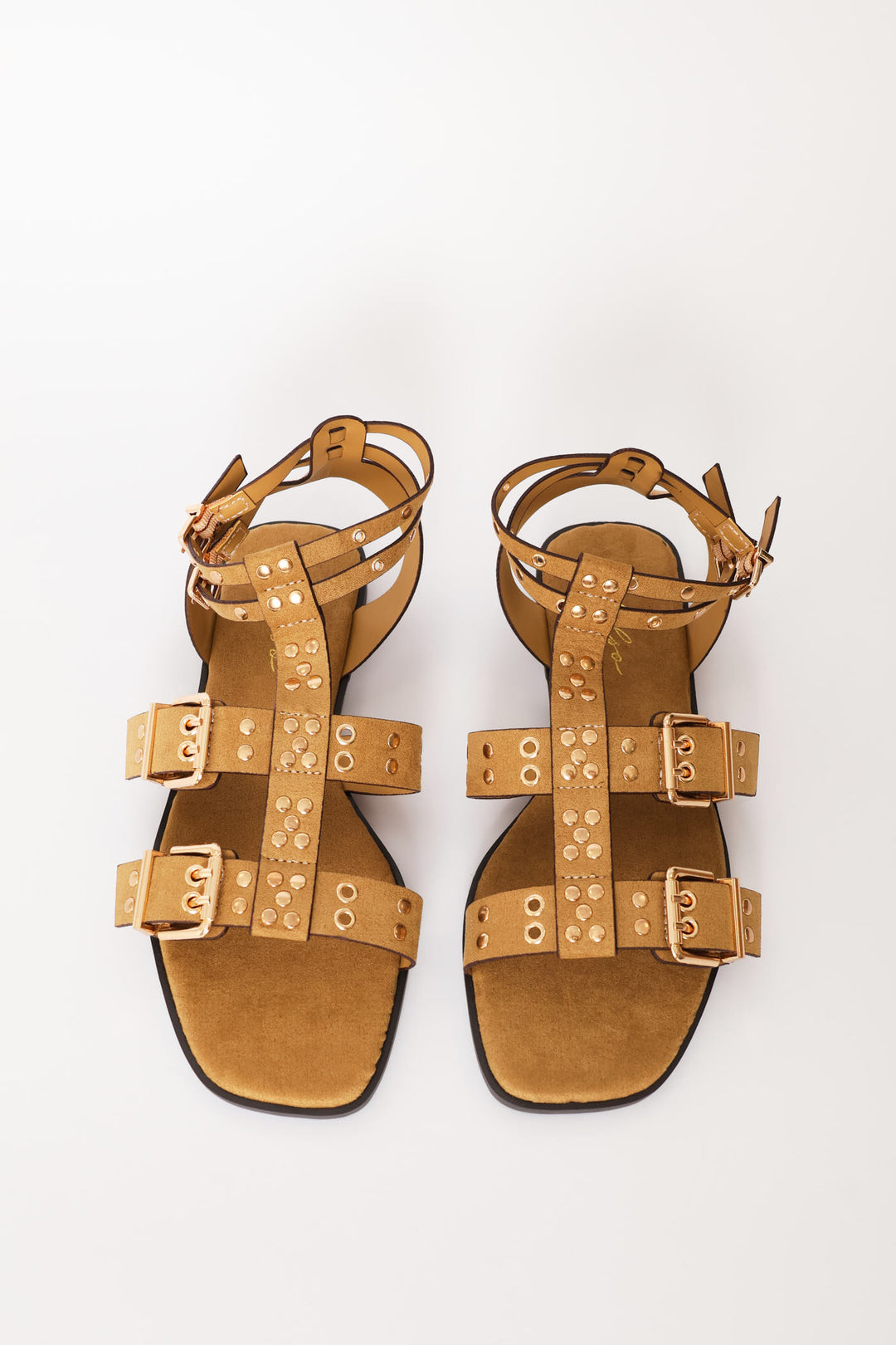 Buckle & Stud Detail Mulstistrap Sandal - Taupe