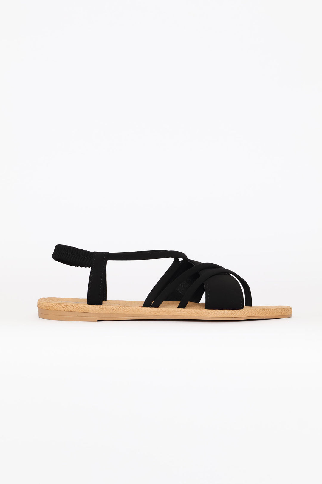 Elasticated Slingback Crosstrap Sandal - Black