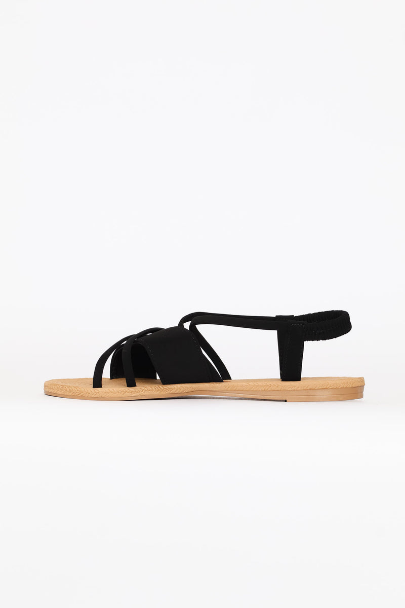 Elasticated Slingback Crosstrap Sandal - Black
