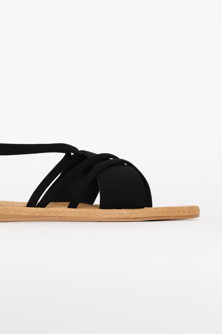 Elasticated Slingback Crosstrap Sandal - Black