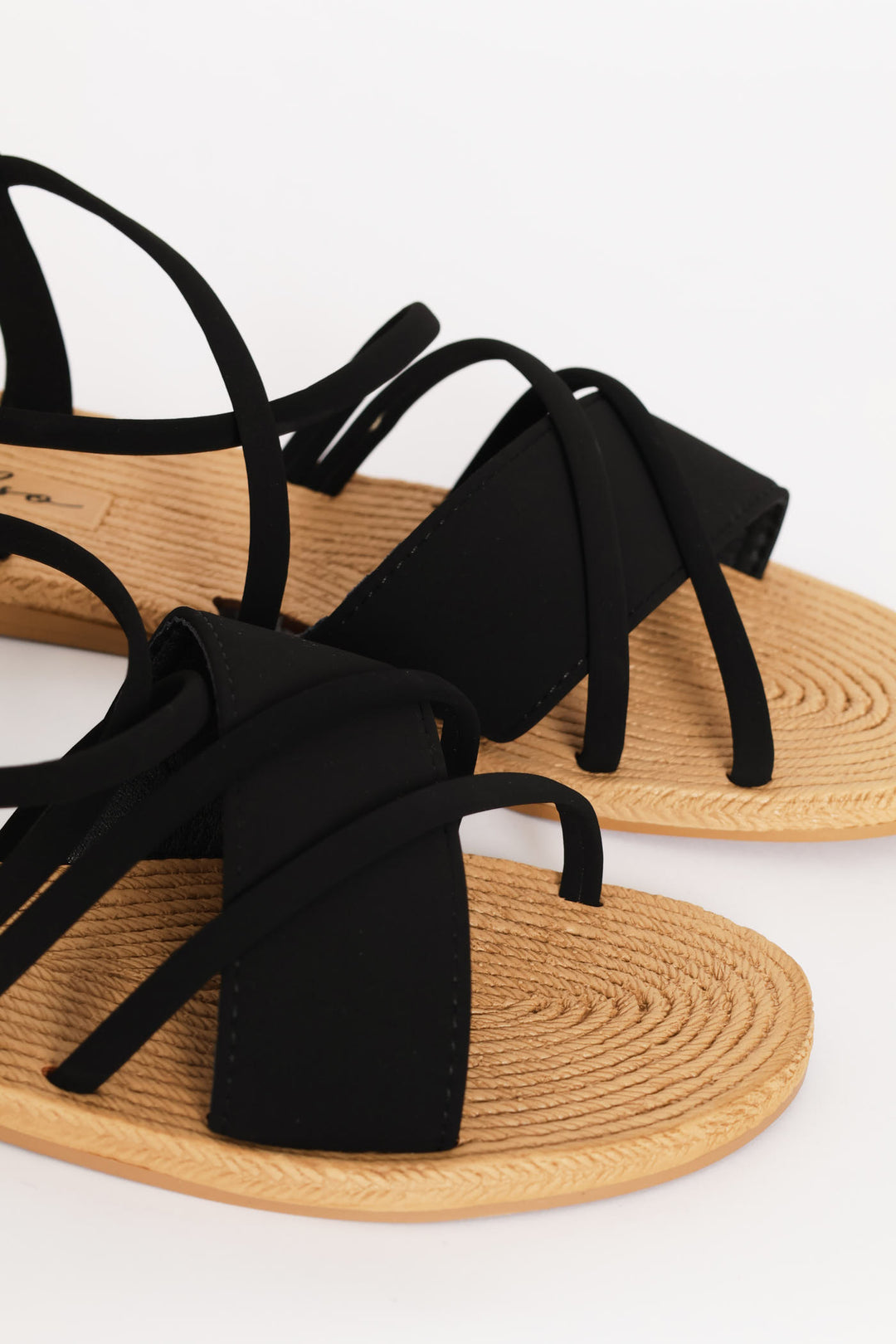 Elasticated Slingback Crosstrap Sandal - Black
