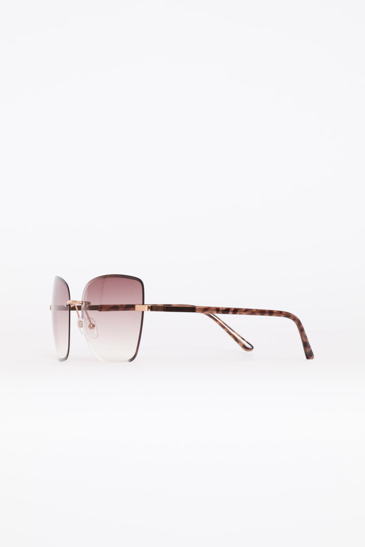 Frameless Square Gradient Temple Sunglasses - Rose Gold
