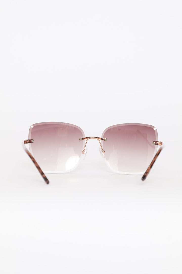 Frameless Square Gradient Temple Sunglasses - Rose Gold