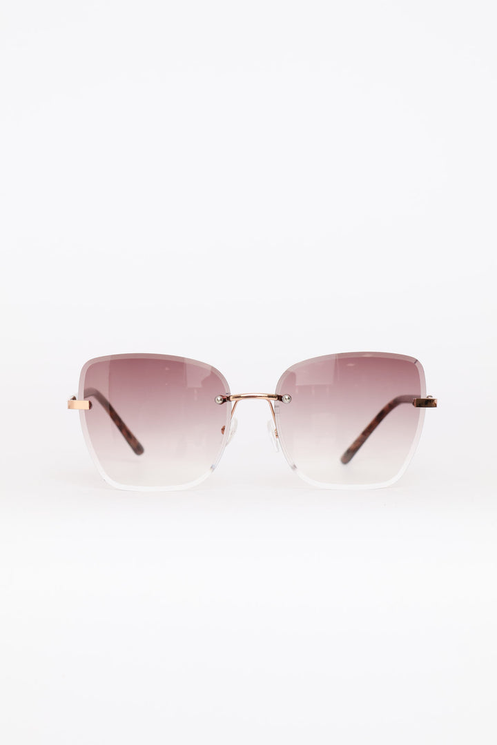 Frameless Square Gradient Temple Sunglasses - Rose Gold