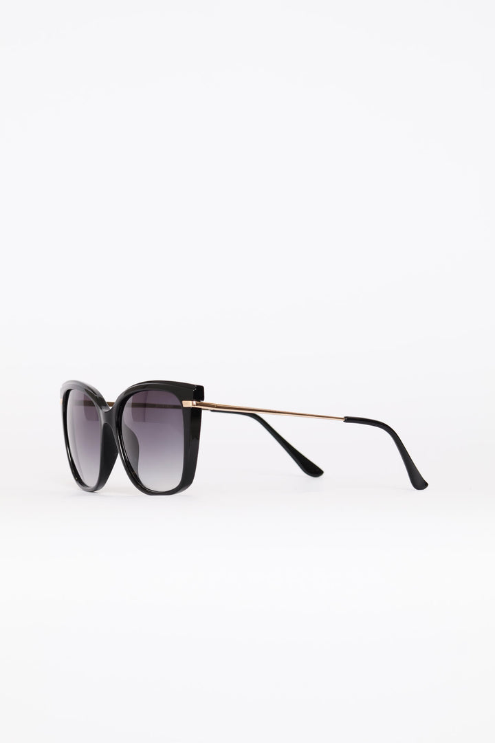 Large Frame Cat Eye Sunglasses - Black
