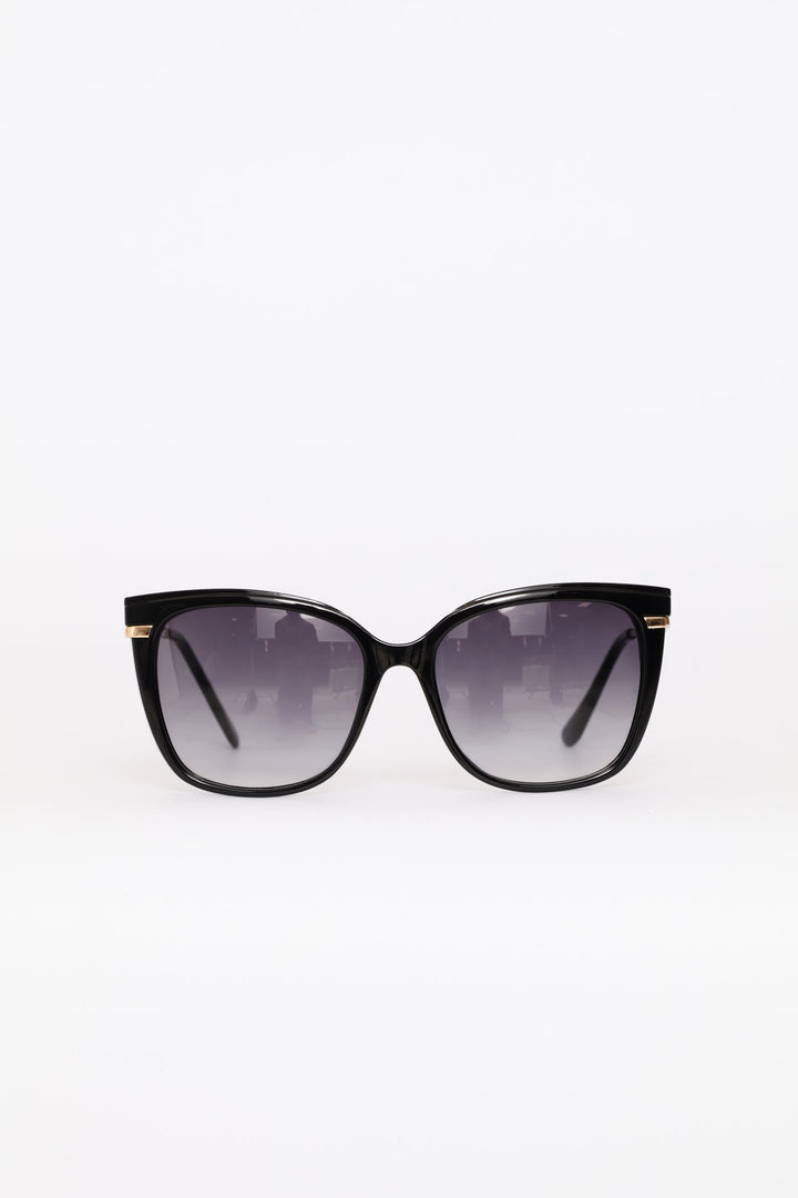 Large Frame Cat Eye Sunglasses - Black