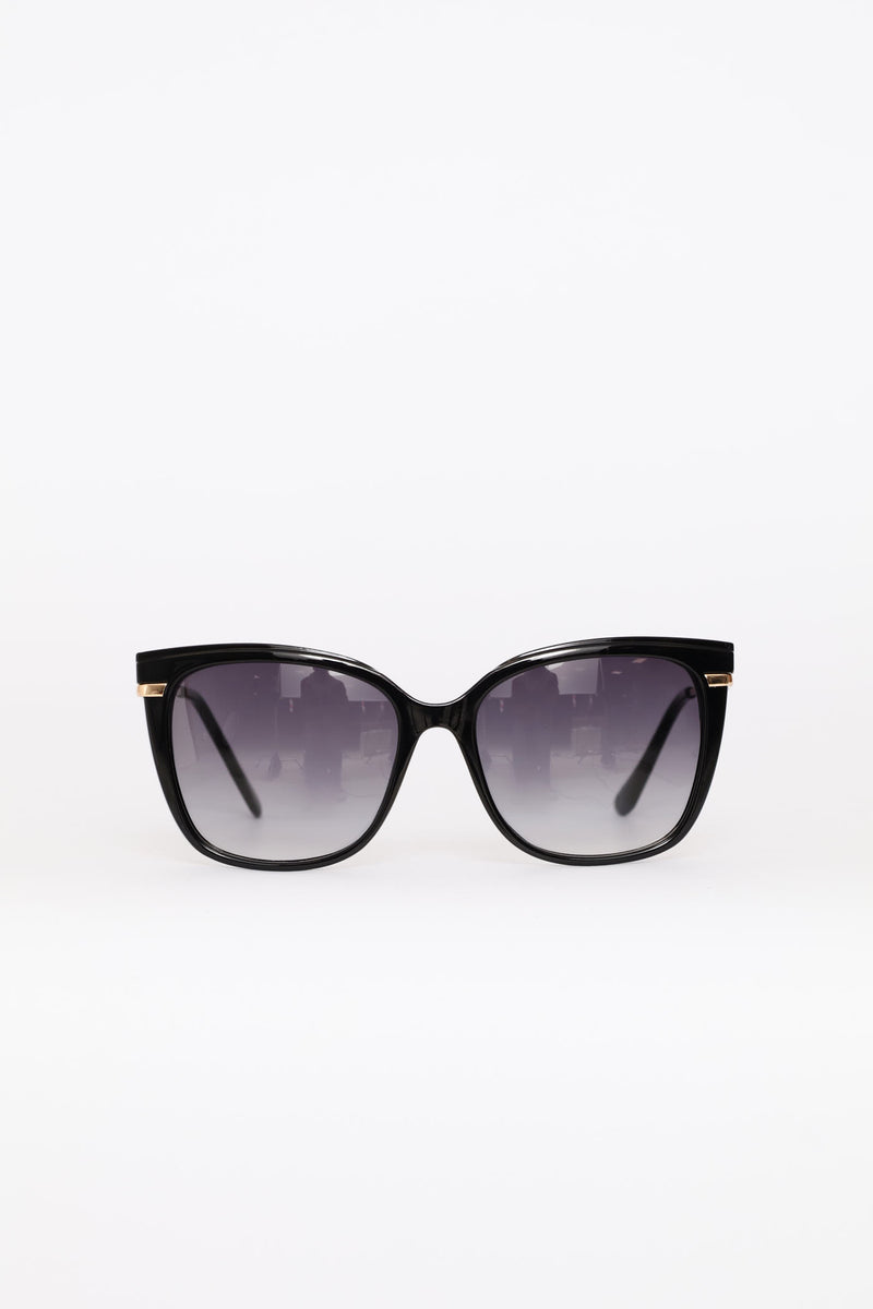 Large Frame Cat Eye Sunglasses - Black