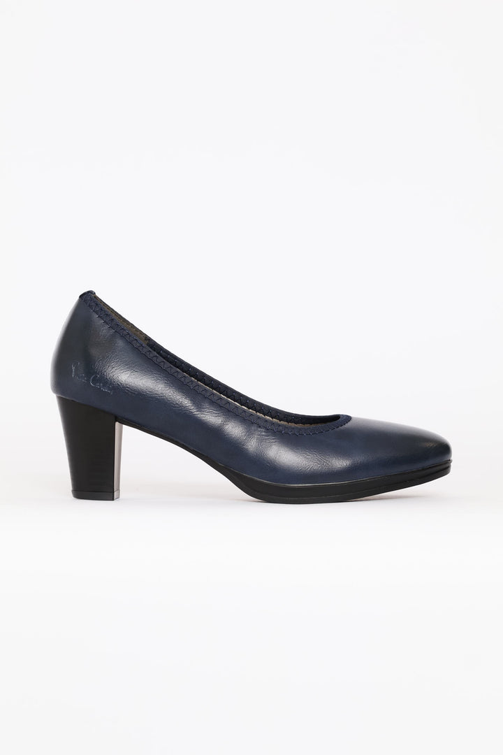 Modern Court Heel - Navy